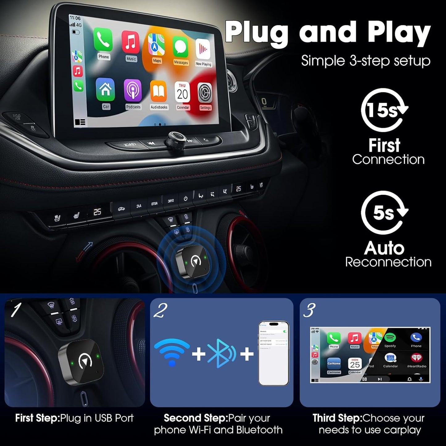 Adapteur sans fil CarPlay / Android Auto 🚘📱